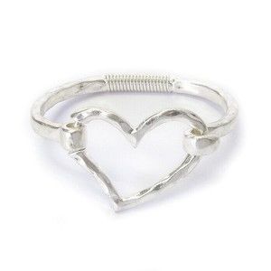 Heart Hammered Bangle Bracelet